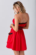 Downtown Meetup Dress- Red