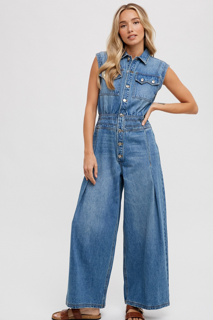 Wake Up Call Jumpsuit - Denim