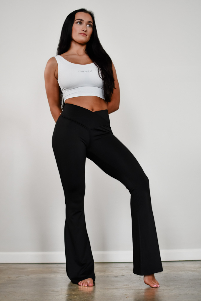 TooLooLah Cross Form Flare Leggings - Black