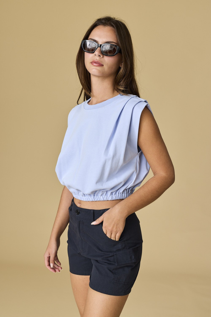 Live Full Bubble Hem Top - Light Blue