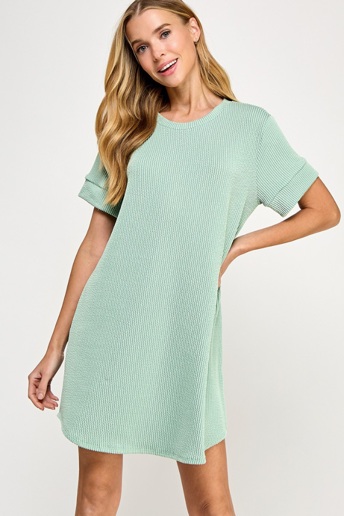 Simply Me Ribbed Dress - Sage