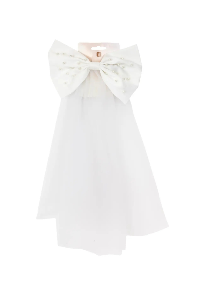 Hair Bow Wedding Veil - White