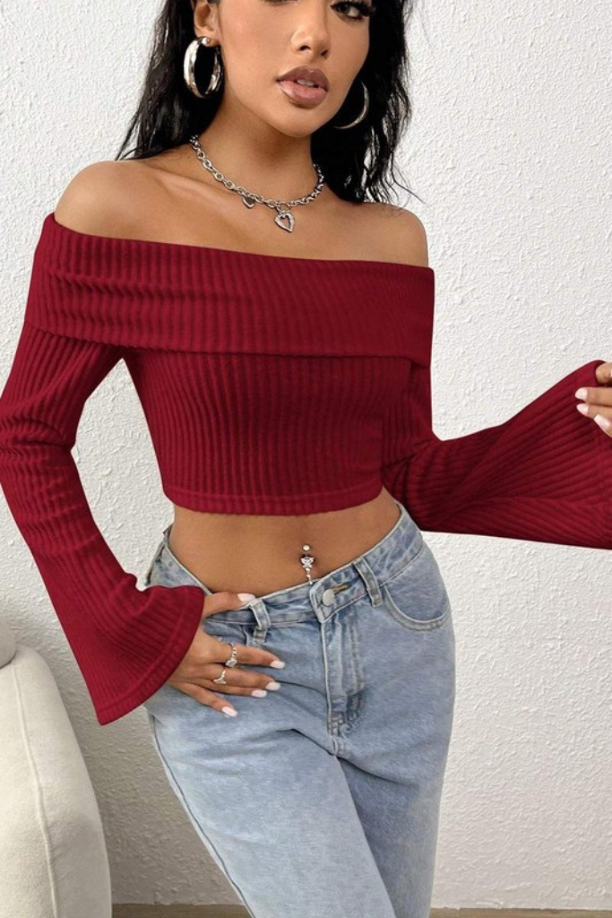 Break Hearts Crop Top - Burgundy