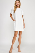 Chin High Bow Dress - Ivory