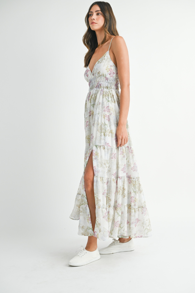 Up And Away Maxi Dress - Green Floral