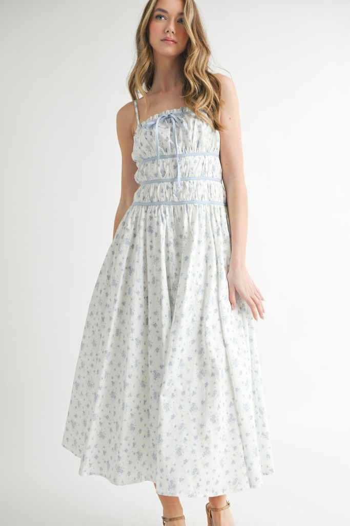 Radiance Floral Midi Dress - Blue