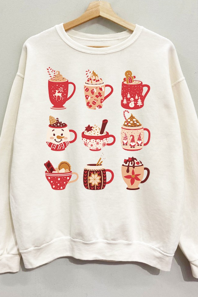 Sweet Drinks Holiday Sweatshirt - Cream