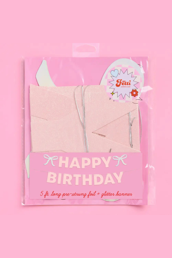 Birthday Bow Banner - Pink