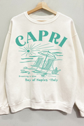 Capri Island Graphic Sweatshirt - Cream/Teal