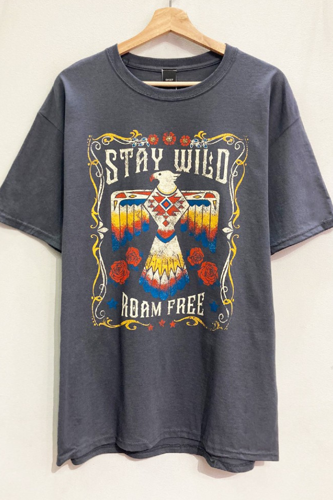 Stay Wild Graphic Tee - Charcoal