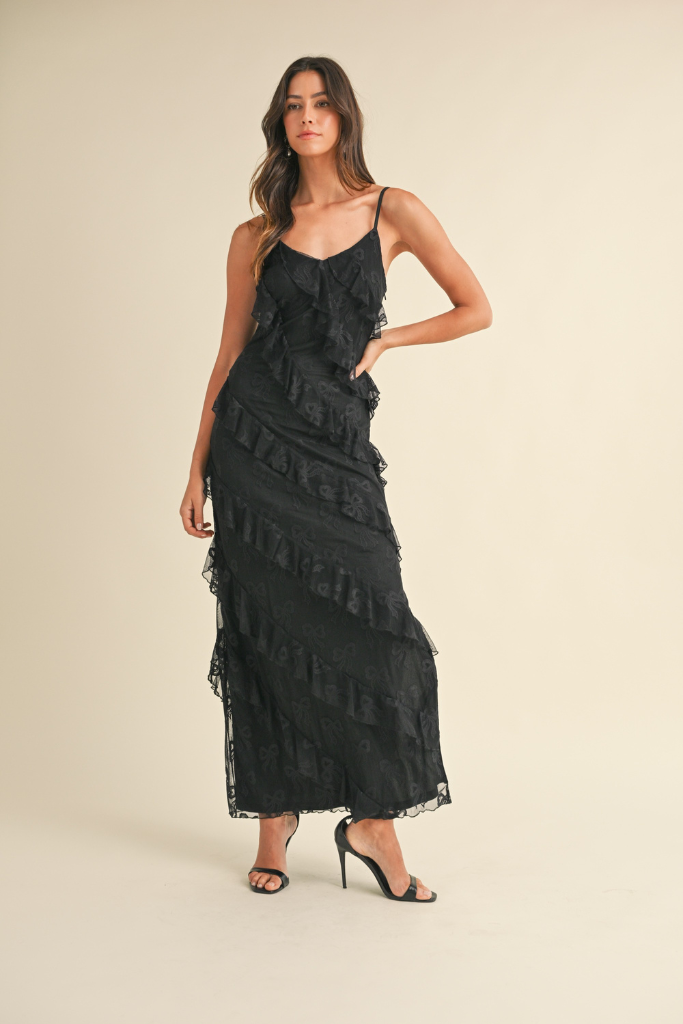 Chasing Joy Bow Maxi Dress - Black