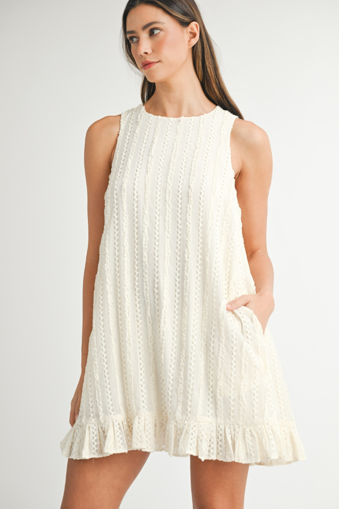 Radiant Textured Dress - Cream