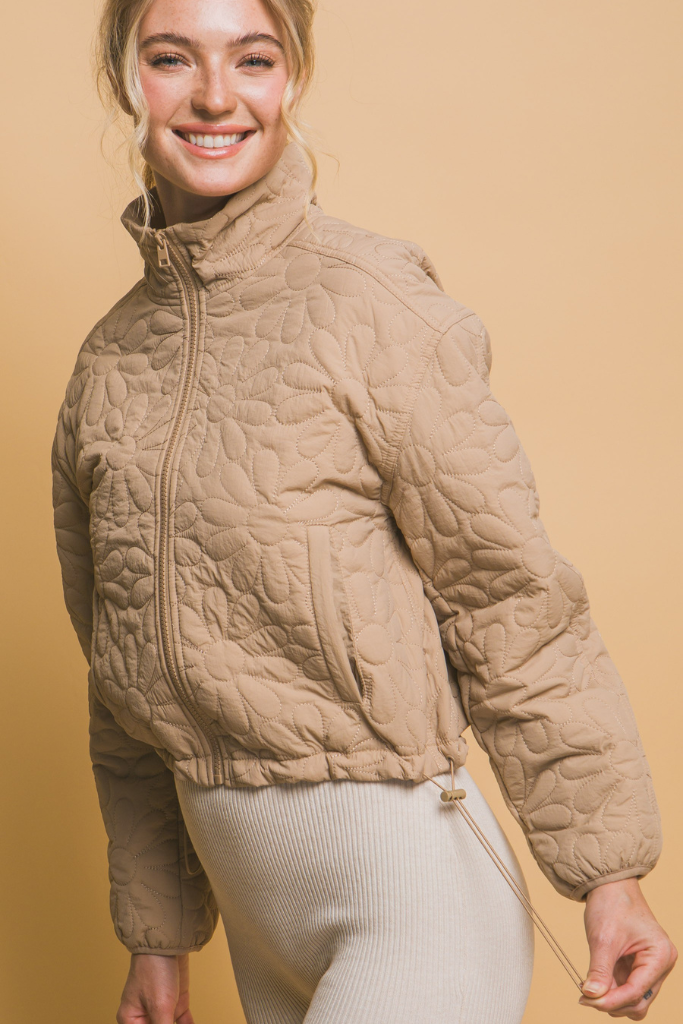 Miles On It Quilted Jacket - Khaki