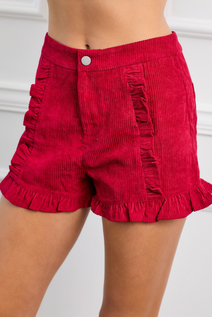 Make Your Point Corduroy Shorts - Red