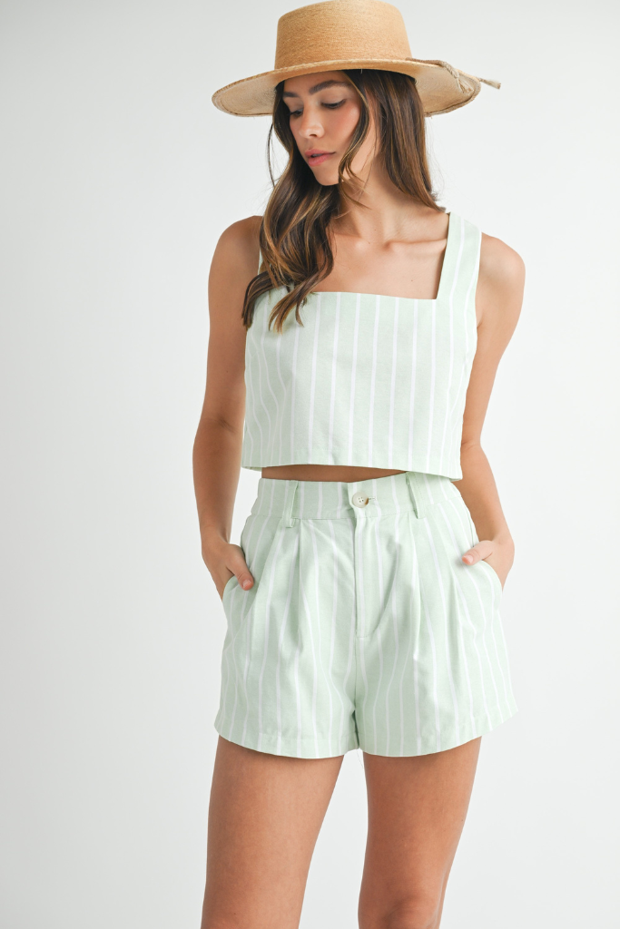 Better Half Striped Shorts - Sage