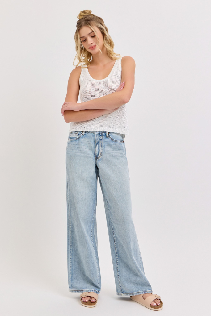 Wild Card Wide Leg Jeans - Light Wash