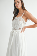 Make Sense Lace Midi Dress - White