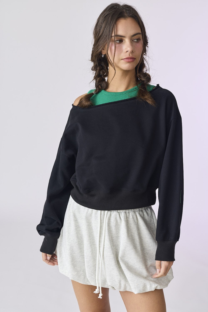 Total Bliss Cropped Sweatshirt - Black