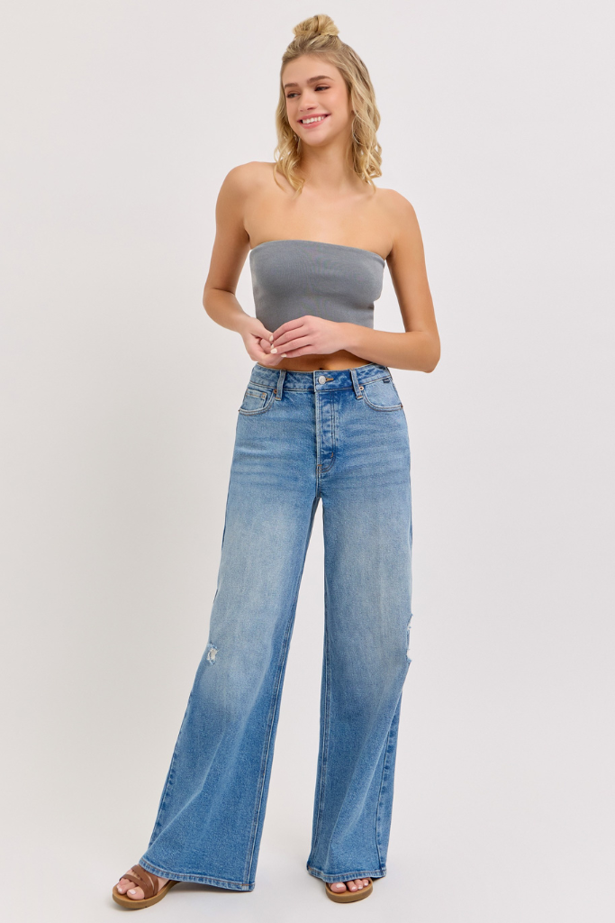 Past Life Wide Leg Jeans - Medium Wash