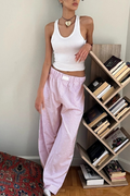 On The Rise Striped Wide Leg Pants - Pink