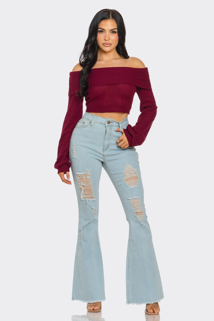 Full Story Crop Top - Burgundy