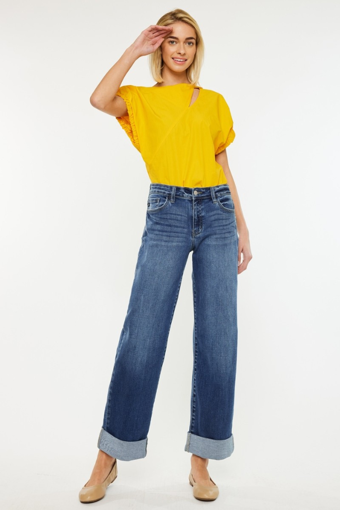 Big Heart Wide Leg Jeans - Dark Wash