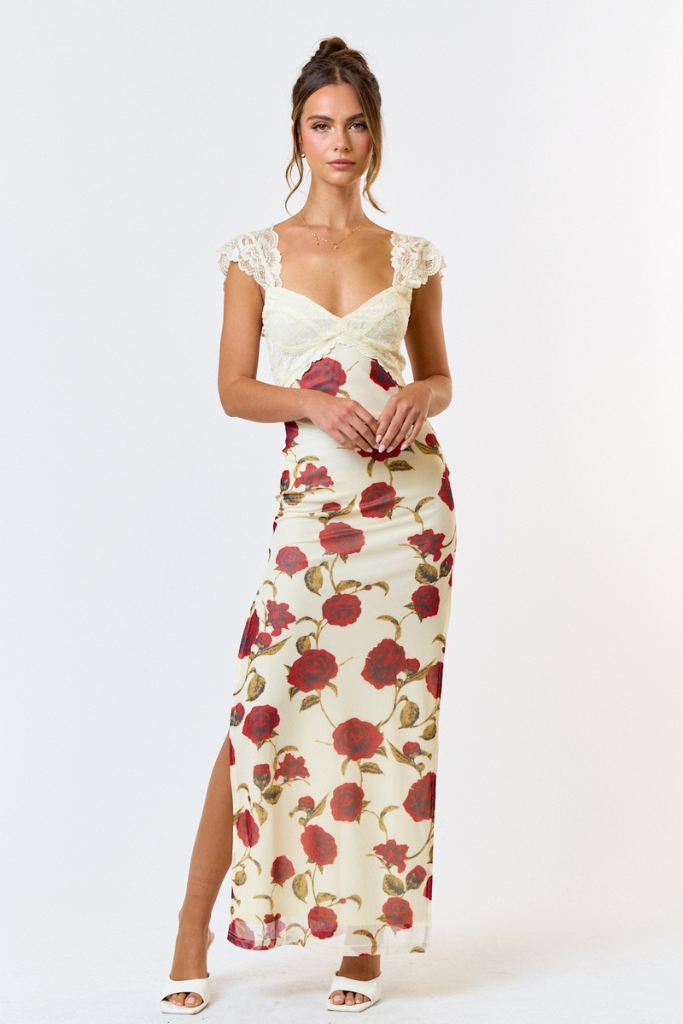 On A Journey Floral Maxi Dress - Cream