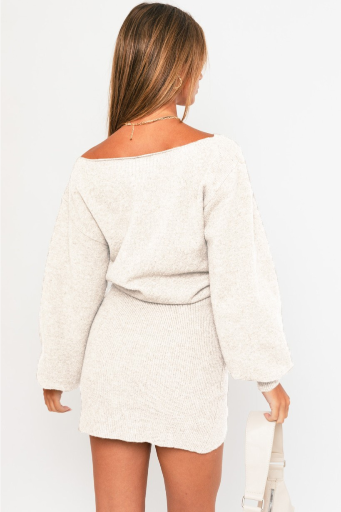 Envy The Leaves Sweater Dress - Cream