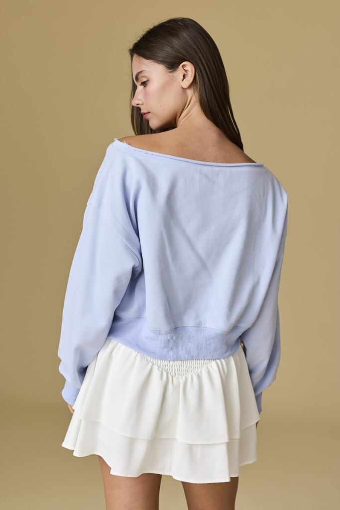 Total Bliss Cropped Sweatshirt - Baby Blue