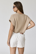 Fear Not Cropped Sweater - Taupe