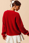 All Is New Sequin Bow Sweater - Red/Gold