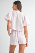 Have Faith Plaid Shorts  - Baby Pink