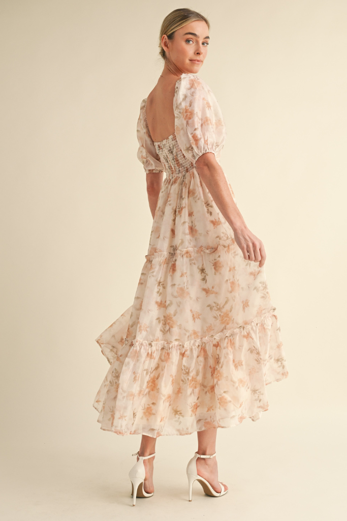 Longer Nights Floral Maxi Dress - Orange