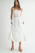 Make Sense Lace Midi Dress - White