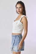 Final Touch Corset Top - Ivory/Blue