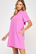 Chin High Bow Dress - Pink