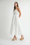 Make Sense Lace Midi Dress - White