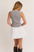 Blessed Sweater Flare Dress - Grey/White