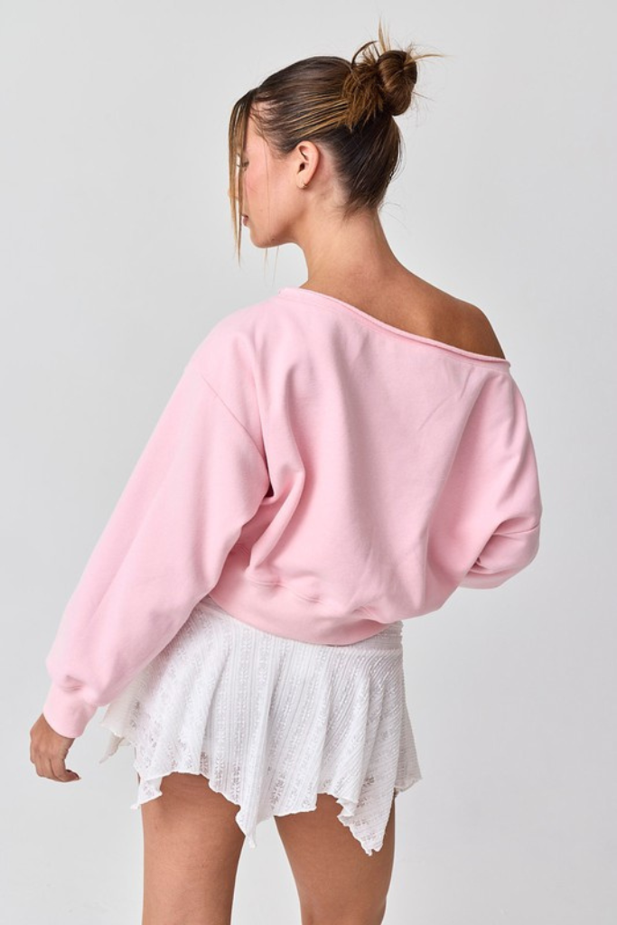 Total Bliss Cropped Sweatshirt - Pink