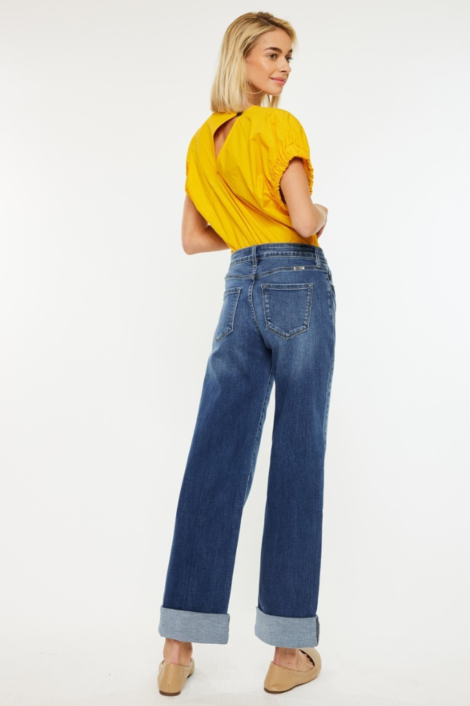 Big Heart Wide Leg Jeans - Dark Wash