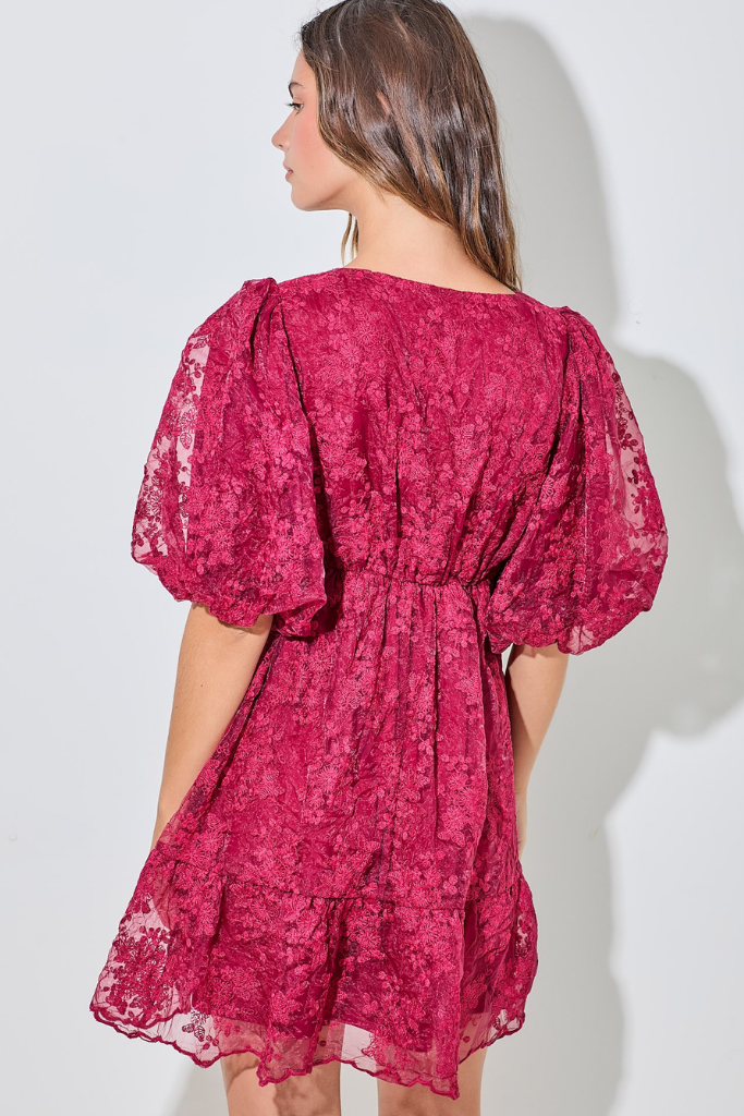 High Appeal Lace Dress - Berry