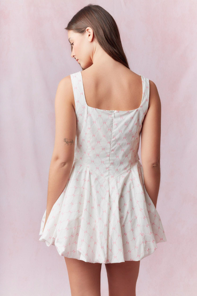 Infatuation Bow Dress - Pink/Ivory