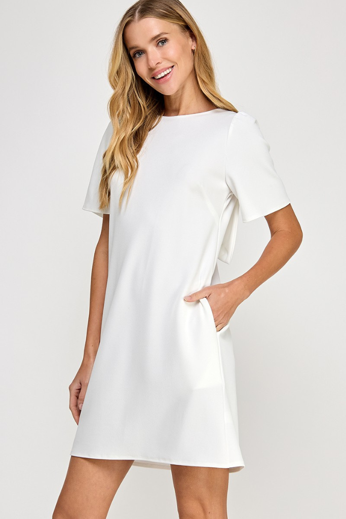 Chin High Bow Dress - Ivory