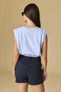 Live Full Bubble Hem Top - Light Blue