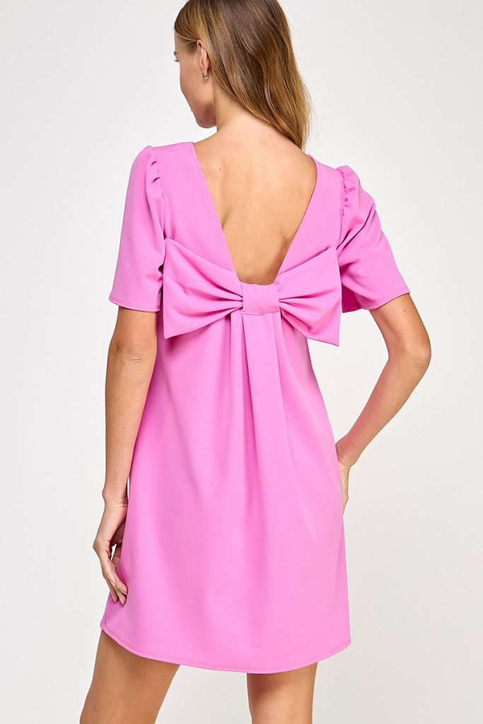 Chin High Bow Dress - Pink