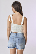 Final Touch Corset Top - Ivory/Blue