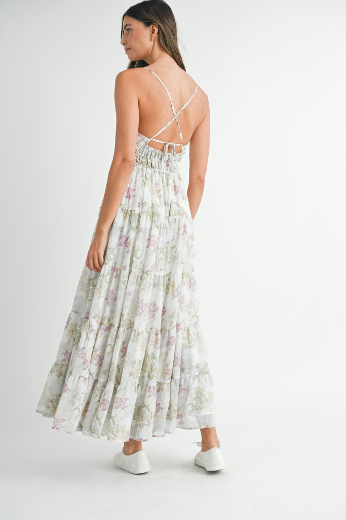 Up And Away Maxi Dress - Green Floral