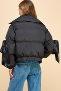 Half Of Forever Bow Puffer Jacket - Black