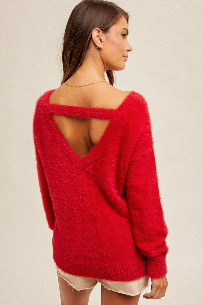 Very Merry Fuzzy Sweater - Red