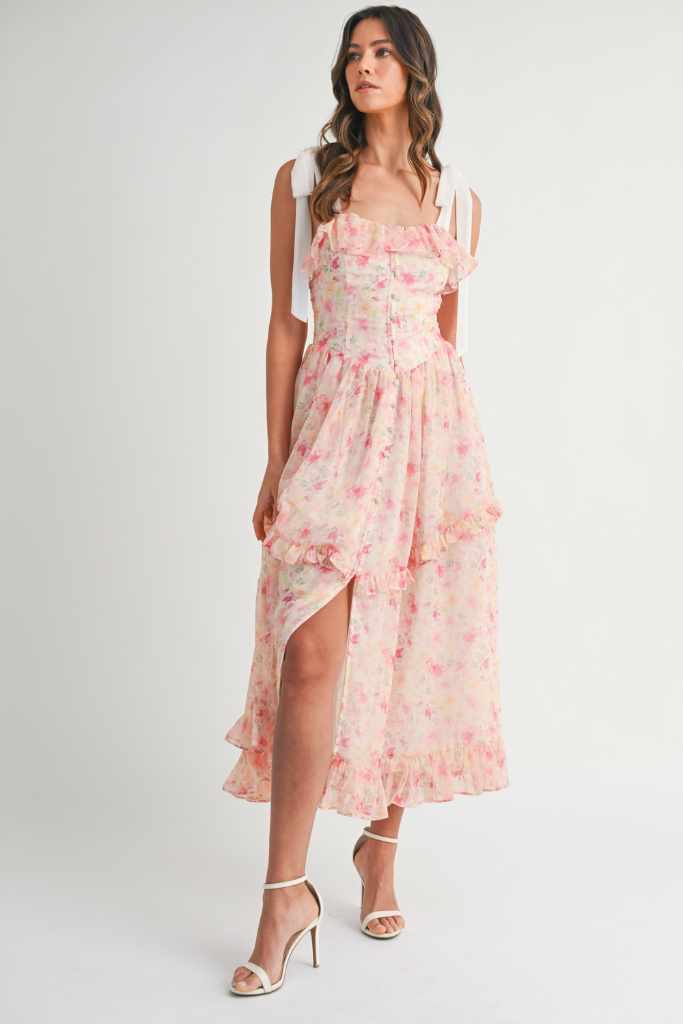 Zara Floral Midi Dress -Pink